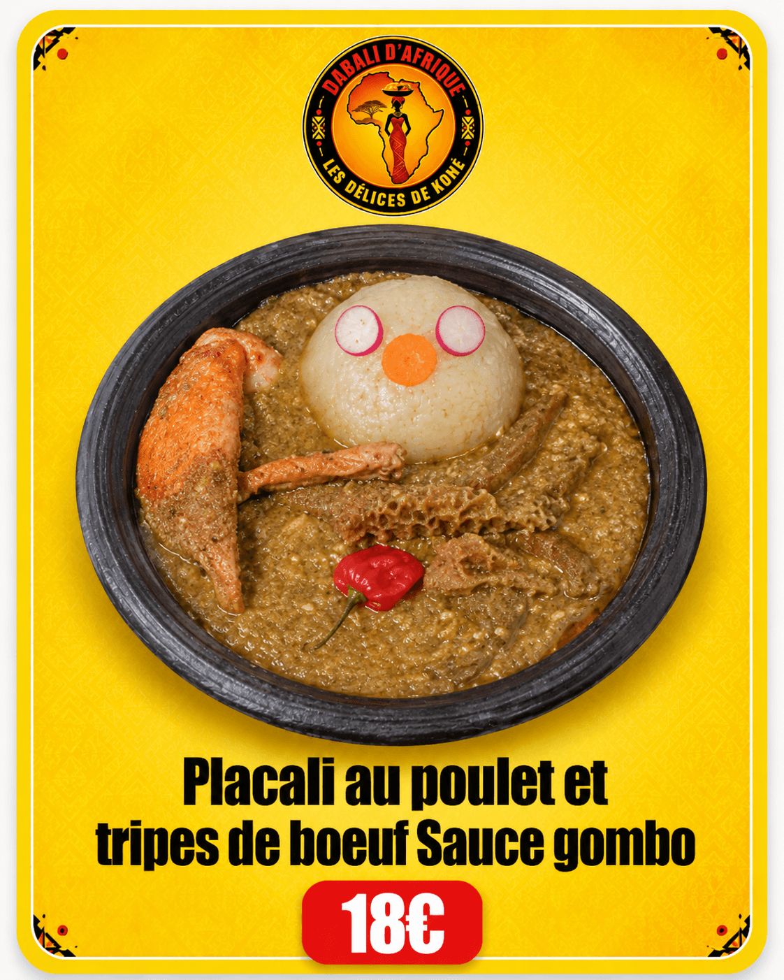 Placali au poulet et tripes de bœuf